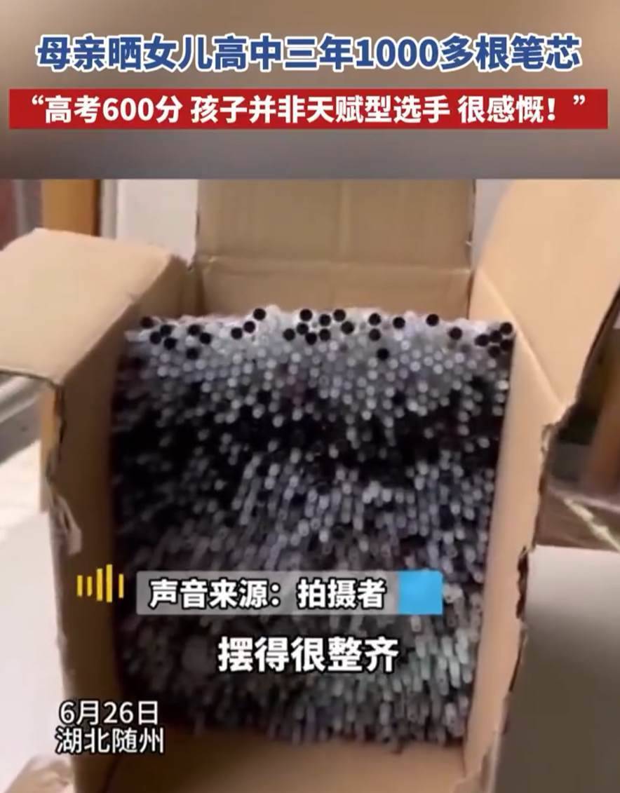 高考600分女生3年用上千根笔芯，网友：可以做成一件艺术品